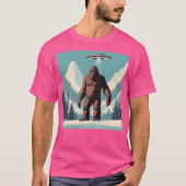 Sasquatch Ufo Snowy Mountain Scene T-shirt (Voorkant)