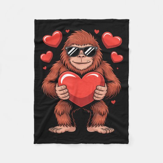 Sasquatch Valentine's Day - Bigfoot Heart Sungles  Fleece Deken (Voorkant)