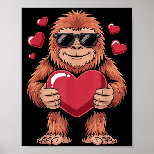 Sasquatch Valentine's Day - Bigfoot Heart Sungles Poster (Voorkant)