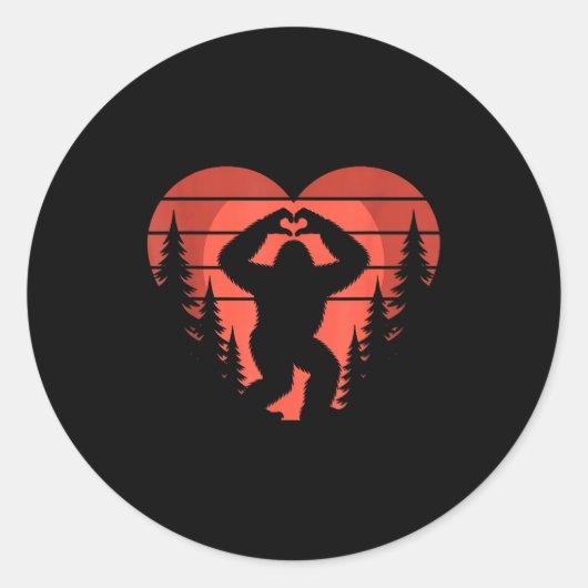 Sasquatch Valentine's Day - Bigfoot Heart Sungles  Ronde Sticker (Voorkant)