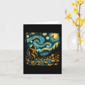 Sasquatch Van Gogh Sterrennacht Halloween Big Foot Kaart (Gele Bloem)