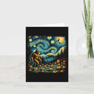Sasquatch Van Gogh Sterrennacht Halloween Big Foot Kaart
