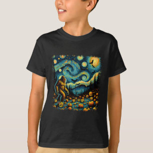 Sasquatch Van Gogh Sterrennacht Halloween Big Foot T-shirt