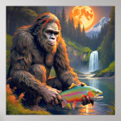 Sasquatch vangt regenboogforel poster (Voorkant)
