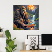 Sasquatch vangt regenboogforel poster (Thuiskantoor)