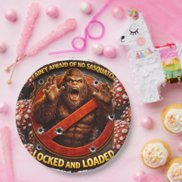 Sasquatch verjaardagsfeestpapier geladen en klaar papieren bordje