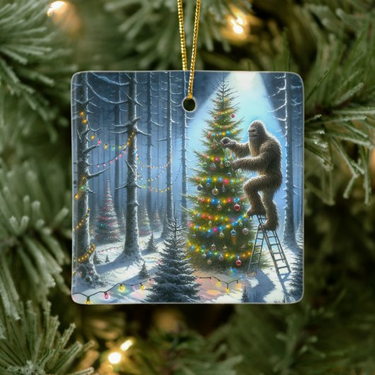 Sasquatch versiert kerstbomen grappig keramisch ornament (Boom)