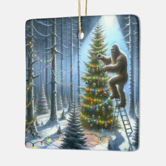 Sasquatch versiert kerstbomen grappig keramisch ornament (Links)