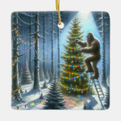 Sasquatch versiert kerstbomen grappig keramisch ornament (Voorkant)