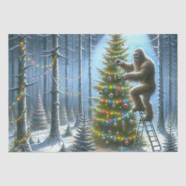Sasquatch versiert kerstbomen grappig tissuepapier