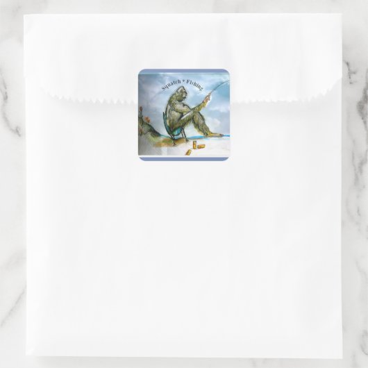 Sasquatch Vissen Vierkante Sticker (Tas)
