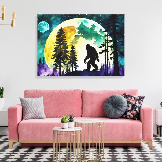 Sasquatch Volle Maan Canvas Afdruk (Insitu (Woonkamer))