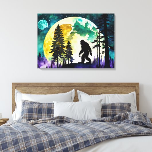 Sasquatch Volle Maan Canvas Afdruk (Insitu (Slaapkamer))