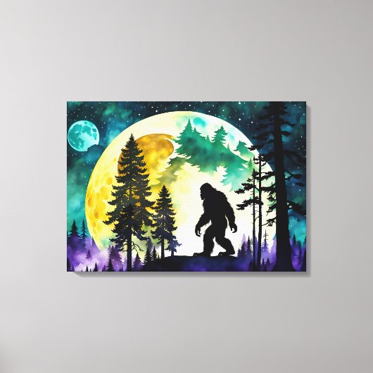 Sasquatch Volle Maan Canvas Afdruk (Voorkant)