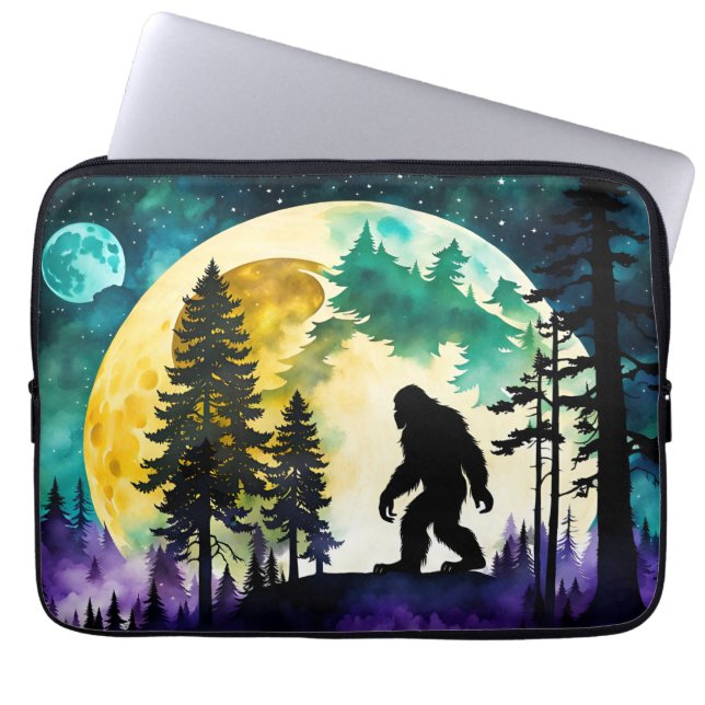 Sasquatch Volle Maan Laptop Sleeve (Voorkant)
