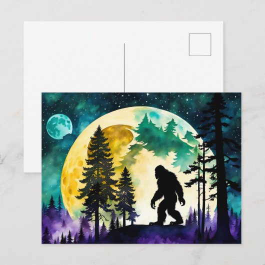 Sasquatch Volle maan op de Berg Briefkaart (Voorkant / Achterkant)
