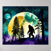 Sasquatch Volle maan op de Berg Poster (Voorkant)