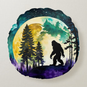 Sasquatch Volle maan op de Berg Rond Kussen