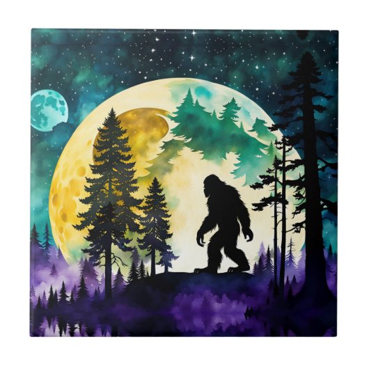 Sasquatch Volle Maan Tegeltje (Voorkant)