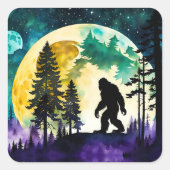 Sasquatch Volle Maan Vierkante Sticker (Voorkant)