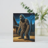 Sasquatch voor Log Cabin in de Bossen Briefkaart (Staand voorkant)