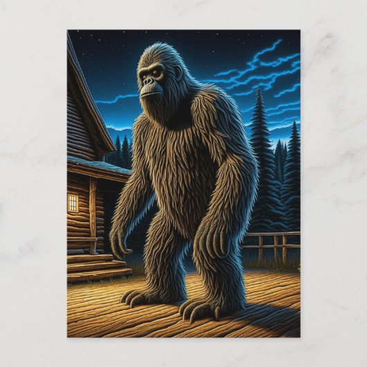 Sasquatch voor Log Cabin in de Bossen Briefkaart (Voorkant)