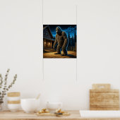 Sasquatch voor Log Cabin in de Bossen Poster (Keuken)