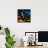 Sasquatch voor Log Cabin in de Bossen Poster (Thuiskantoor)