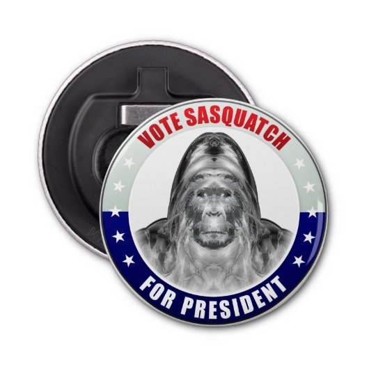 Sasquatch voor President Button Flesopener (Voorkant)