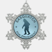 Sasquatch voor President Tin Sneeuwvlok Ornament (Voorkant)