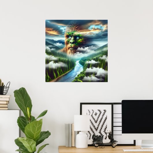 Sasquatch with Blue Eyes Poster (Thuiskantoor)