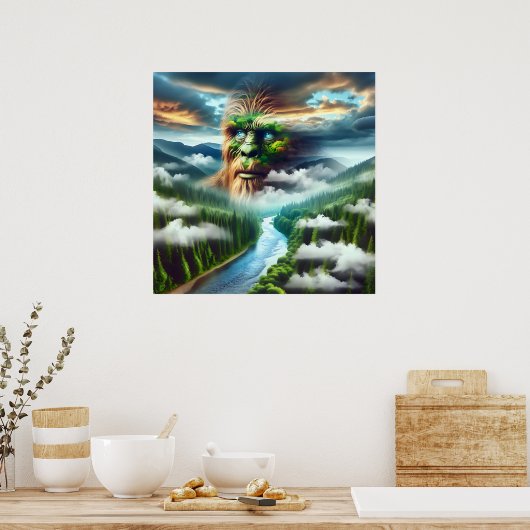 Sasquatch with Blue Eyes Poster (Keuken)