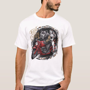 Sasquatch Yeti bigfoot op een motor T-shirt