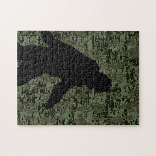 Sasquatch Zwarte Silhouet Digitale Camouflage Legpuzzel (Horizontaal)