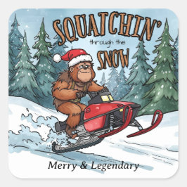 Sasquatchen door de Sneeuw Bigfoot Kerstmis Vierkante Sticker