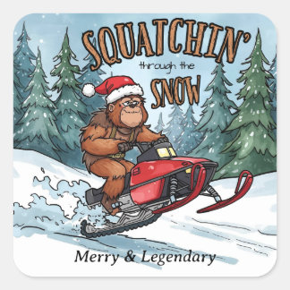 Sasquatchen door de Sneeuw Bigfoot Kerstmis Vierkante Sticker
