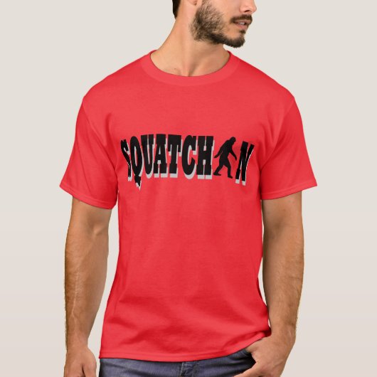Sasquatchen, zwarte tekst t-shirt (Voorkant)