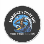 Sasquatch's Silent Sets Surfen Bigfoot Zwart Sticker (Voorkant)