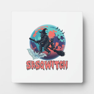 Sasqwitch Bigfoot Heks Bezem Zwarte Kat Maan Hallo Fotoplaat