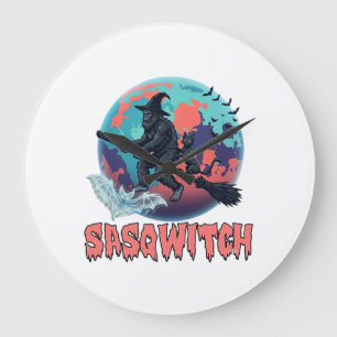 Sasqwitch Bigfoot Heks Bezem Zwarte Kat Maan Hallo Grote Klok