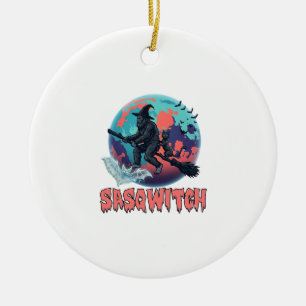 Sasqwitch Bigfoot Heks Bezem Zwarte Kat Maan Hallo Keramisch Ornament
