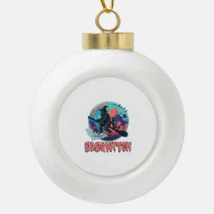 Sasqwitch Bigfoot Heks Bezem Zwarte Kat Maan Hallo Keramische Bal Ornament