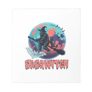Sasqwitch Bigfoot Heks Bezem Zwarte Kat Maan Hallo Notitieblok