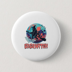 Sasqwitch Bigfoot Heks Bezem Zwarte Kat Maan Hallo Ronde Button 5,7 Cm