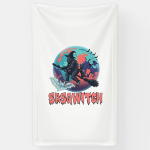 Sasqwitch Bigfoot Heks Bezem Zwarte Kat Maan Hallo Spandoek