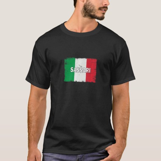 Sassari Italië Stad met Italiaanse vlag T-shirt (Voorkant)