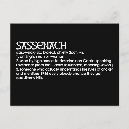 Sassenach Briefkaart (Voorkant)