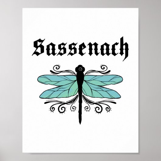 Sassenach Dragonfly Outlander Amber Blue Gift T-sh Poster (Voorkant)