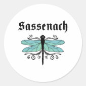 Sassenach Dragonfly Outlander Amber Blue Gift T-sh Ronde Sticker (Voorkant)