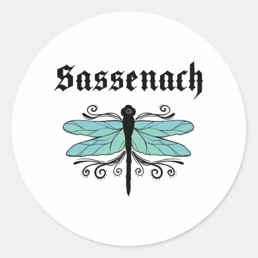 Sassenach Dragonfly Outlander Amber Blue Gift T-sh Ronde Sticker (Voorkant)